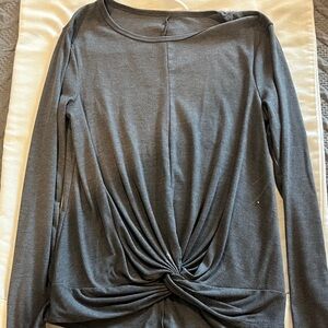 Women's Gray Twist Front Top